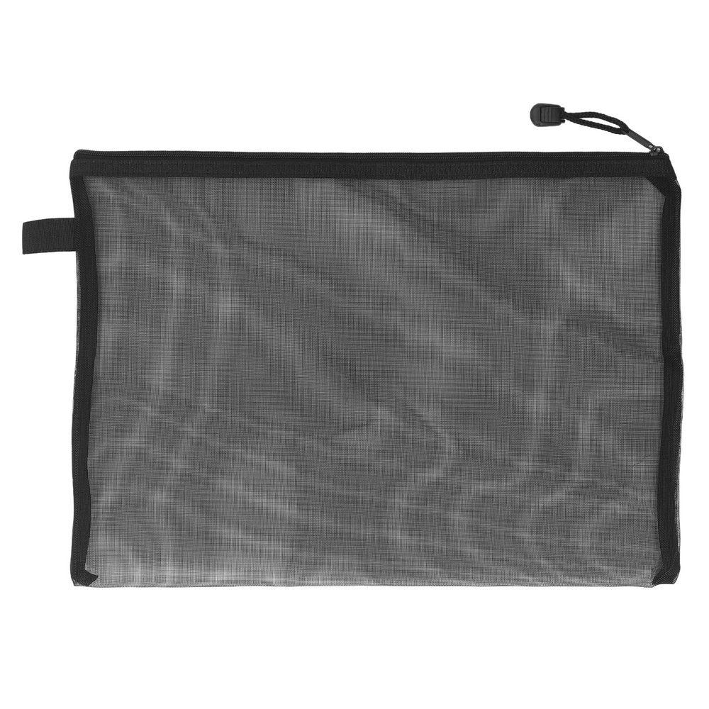 Sxhlseller Filethered Zipper File Bags, Transparent Nylon Mesh, 34.5 x 24.8 cm, Black