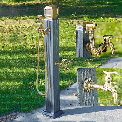 Frost-Free Outdoor Water Faucet with Durable, Weather-Resistant Garden Hose Stand