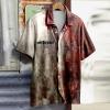 Wei Men's Halloween Bloody Waffle Shirt, Long-Sleeve Oversized Costume Top, S–XXL view 2