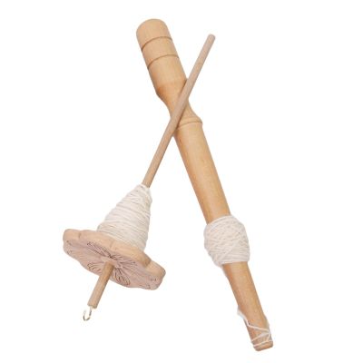 Wooden Drop Spindle with Nostepinne for Yarn Projects
