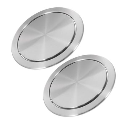 GLEAVI 2-Pack Recessed Stainless Steel Trash Can Lids with Swing Mechanism