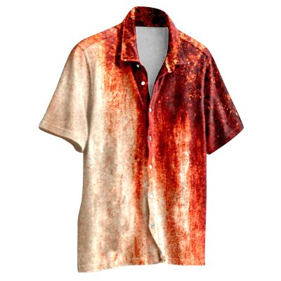 Military Green Men's T-Shirt – Bloody Halloween Graphic, Short Sleeve
