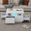 Merax High-Gloss White Coffee Table with LED Lights and 4 Drawers view 3