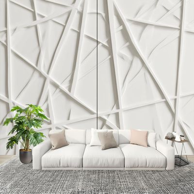 Bedroom Photo Wallpaper 200 x 140 cm, Creative Minimalist Geometric Wall Poster