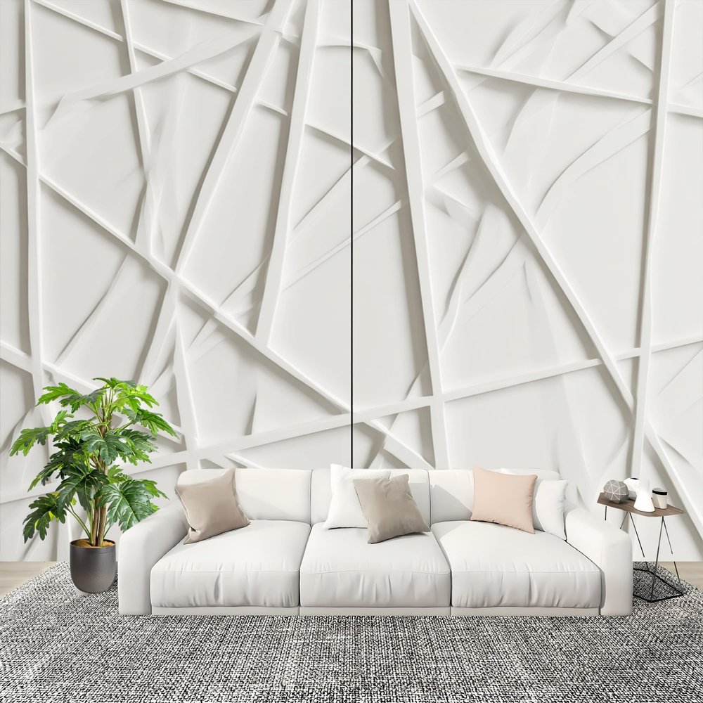 Bedroom Photo Wallpaper 200 x 140 cm, Creative Minimalist Geometric Wall Poster