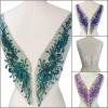LZTDSBX Lace Trim, 1 Pair of Sequin Appliqués for Sewing, 3D Lace Rhinestones, Clothing Patches and DIY Crafts (Blue) view 2