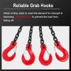 2-Leg Lifting Chains with Hooks, Rugged 16T Chain Slings for Cargo Security, Towing, and Handling view 3