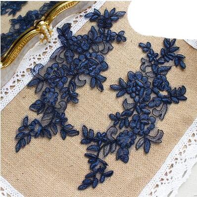 LZTDSBX Lace Trim Fabric Appliqué, 1 Pair Floral Wedding Lace Appliqués