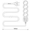LUMILED 3-Outlet Power Strip with Switch, Black, 1.5 m, Type E/F, 3680 W, 16 A, IP20 view 4