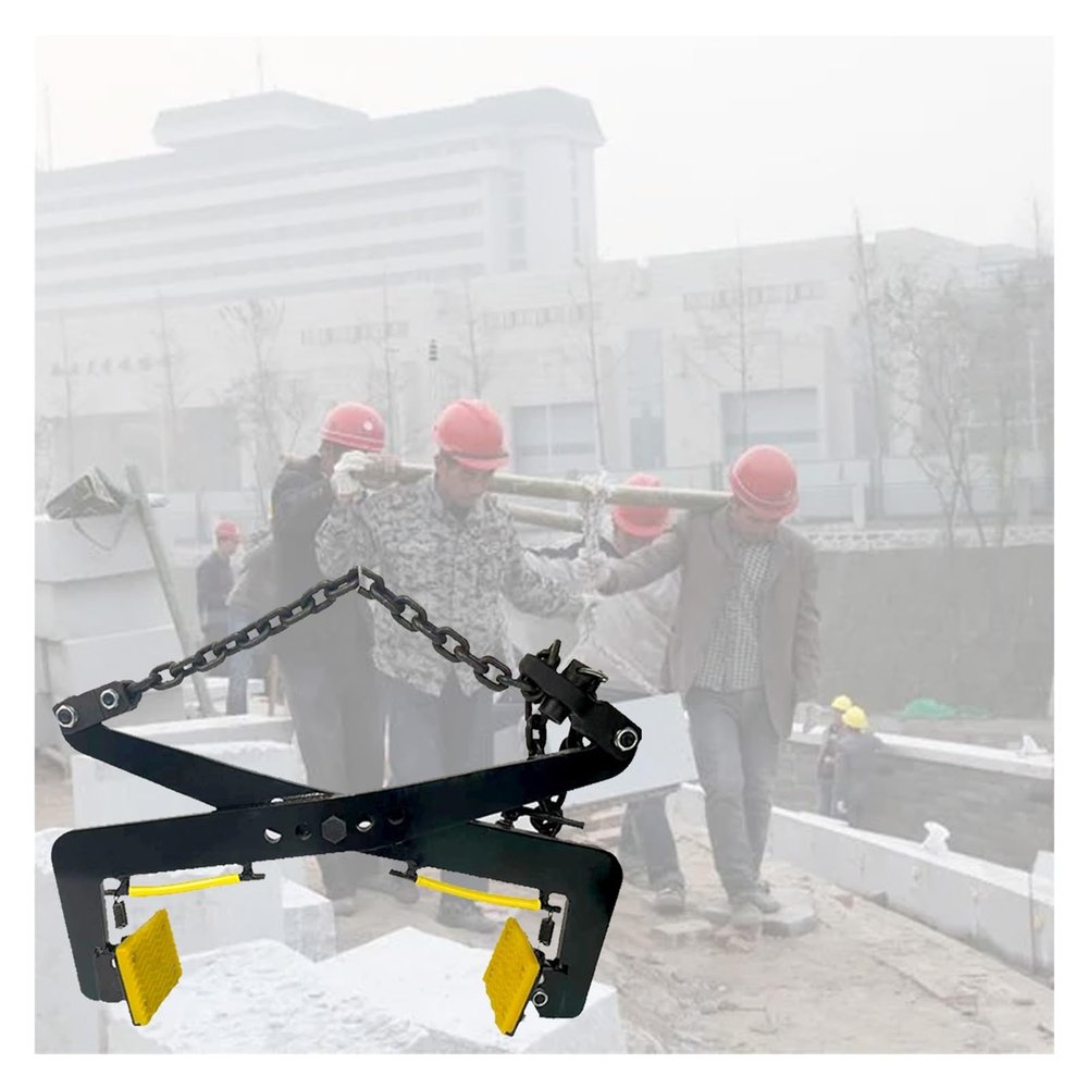 Adjustable Black Chain-Link Lifting Clamps, Vertical Plate Clamp with Non-Slip Rubber Pads, 11.8–20.1 in Opening