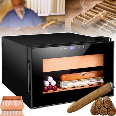 XSDAJSD Smart Cigar Humidor Cabinet, 25 L, 70 W, 11–18°C, 150 Cigars, Black-A