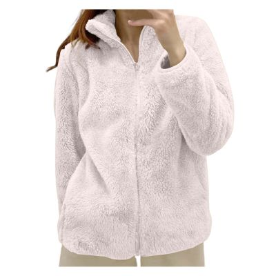 Foweknow Women's Teddy Fleece Winter Jacket with Stand Collar