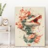 UIRINGART Chinese-Style Snake Floral Canvas Wall Art, Retro Floral Canvas Print, Elegant Poster for Guest Room Decor, 50 x 80 cm, Inner Frame view 2
