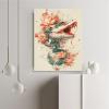 UIRINGART Chinese-Style Snake Floral Canvas Wall Art, Retro Floral Canvas Print, Elegant Poster for Guest Room Decor, 50 x 80 cm, Inner Frame view 3
