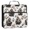Funny Gorilla White 3-Ring Zipper Binder with Handle and Multiple Pockets view 1