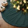 Lanpn 120 cm Christmas Tree Skirt, Chunky Knit, Rustic Green view 1