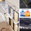 ASDQWER Curved Door Canopy with Polycarbonate Panel, 45 x 150 cm view 4