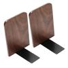 SOLUSTRE 2-Piece Black Walnut Wood Bookends with Metal Base view 1