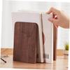 SOLUSTRE 2-Piece Black Walnut Wood Bookends with Metal Base view 2