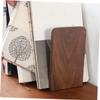 SOLUSTRE 2-Piece Black Walnut Wood Bookends with Metal Base view 3