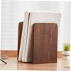 SOLUSTRE 2-Piece Black Walnut Wood Bookends with Metal Base view 4