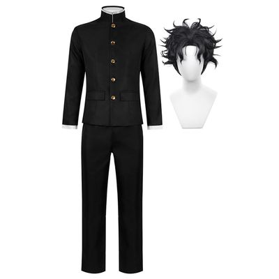 Zhongkaihua Okarun/Takakura Ken Anime Cosplay Costume for Men, Black High School Uniform Jacket and Pants Set with Wig and Glasses