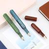 NVVVNX Portable Mini Resin Fountain Pen, Green-White, Iridium F Nib, 0.5 mm, Short Ink, Gift Set (03) view 2