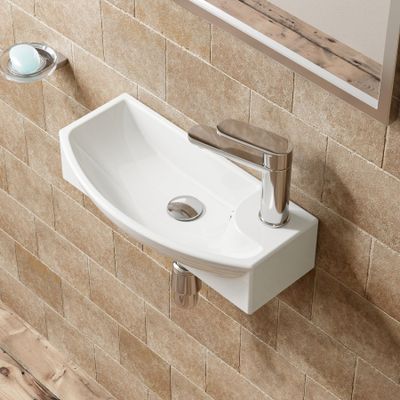 HOROW Small Washbasin for Guest WC, 45 cm, White