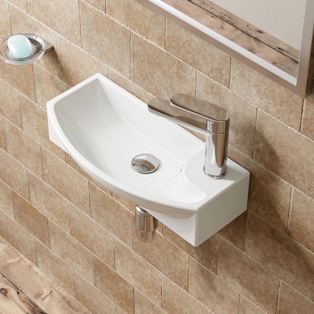 HOROW Small Washbasin for Guest WC, 45 cm, White