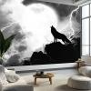 Fantasy Animal Howling Wolf Full Moon Panorama Wallpaper, Black and White Nonwoven Mural, 3D Wall Art, 250 x 175 cm view 3
