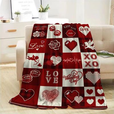 HiHELLOH Valentine's Day Red Plaid Throw Blanket