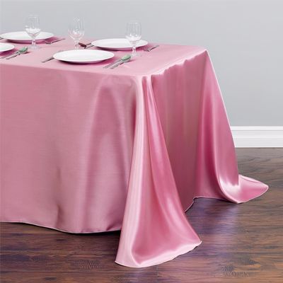 Chickwin Satin Rectangular Tablecloth, Solid Color, Silky, Washable and Wrinkle-Resistant for Weddings, Hotels, Restaurants, Banquets and Table Décor, Indoor/Outdoor Use (Pink, 1, 145 x 145 cm)