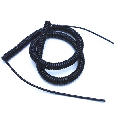 3-Core Spiral Extension Cable, 17 AWG, Stretchable, 2.5 m/3.7 m