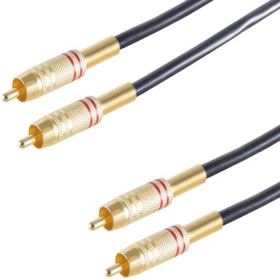 1aTTack.de 1.5 m Metal RCA Cable, 2 Gold-Plated Stereo Plugs