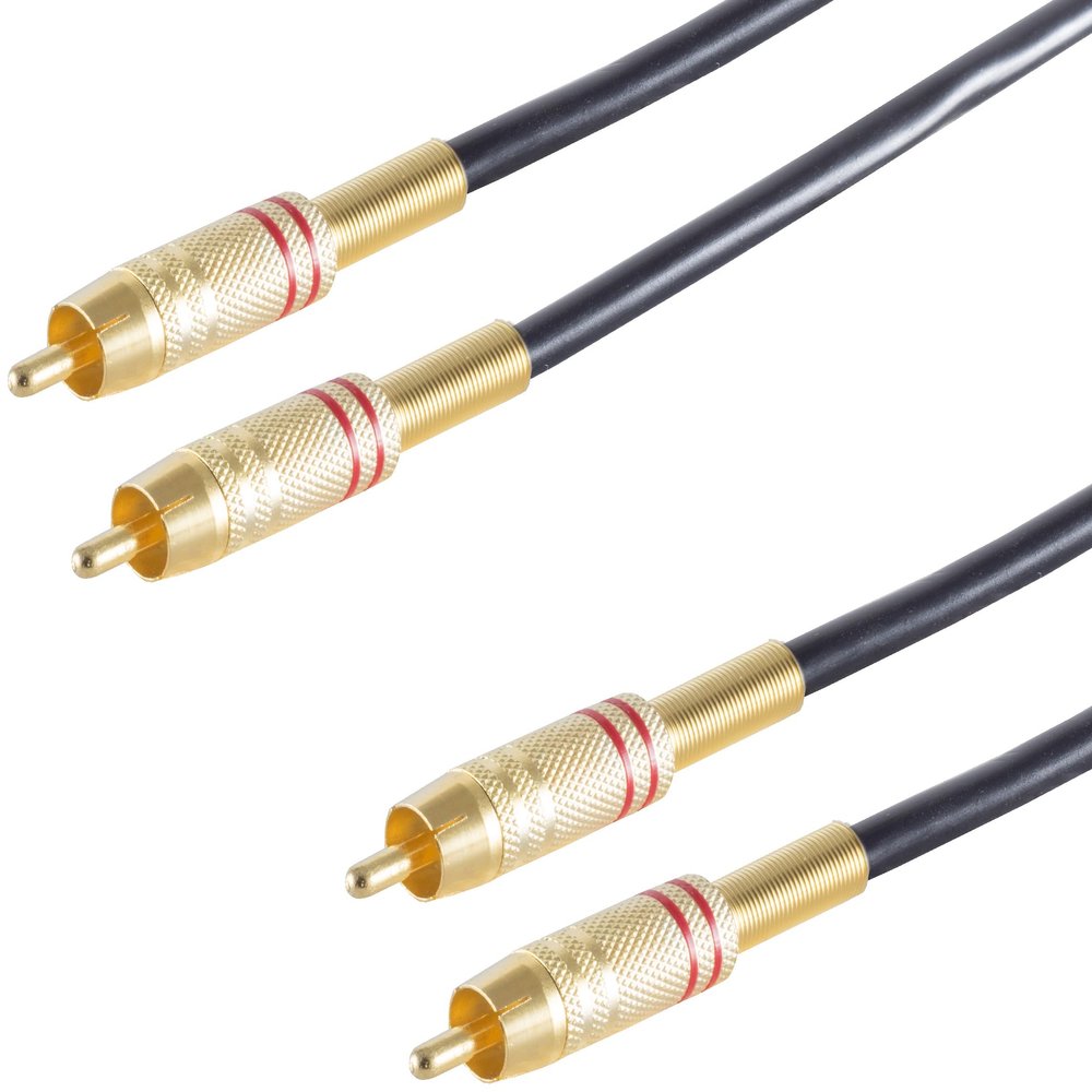 1aTTack.de 1.5 m Metal RCA Cable, 2 Gold-Plated Stereo Plugs