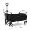 Foldable Garden Cart, Heavy-Duty Utility Wagon for Camping, Beach, Grocery Shopping, 4 Wheels, 59.9 kg Capacity, Portable Black Shopping Cart view 2