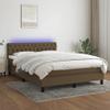 Iiaky Box Spring Bed 140 x 190 cm with Mattress, LED, and Slatted Base - Dark Brown, Type 3 view 1