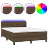 Iiaky Box Spring Bed 140 x 190 cm with Mattress, LED, and Slatted Base - Dark Brown, Type 3 view 2