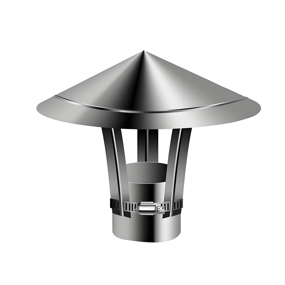 304 Stainless Steel Chimney Cap, Round, Wind and Rain Resistant, with Clamp Band (30 cm)