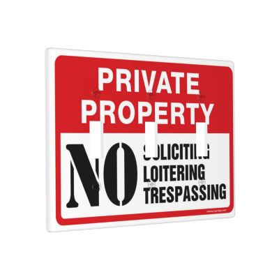 3-Gang Decorative Light Switch Wall Plate – Private Property, No Trespassing, No Loitering, No Soliciting