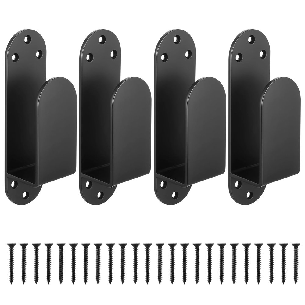 McBlast 4-Pack Large Round Black U-Door Barricade Brackets for 2x4