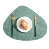 Homxi Set of 2 Modern Green Leather Placemats, 34 x 42 cm, Floral and Leaf Triangle Pattern view 1
