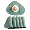 Homxi Set of 2 Modern Green Leather Placemats, 34 x 42 cm, Floral and Leaf Triangle Pattern view 2