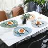 Homxi Set of 2 Modern Green Leather Placemats, 34 x 42 cm, Floral and Leaf Triangle Pattern view 3