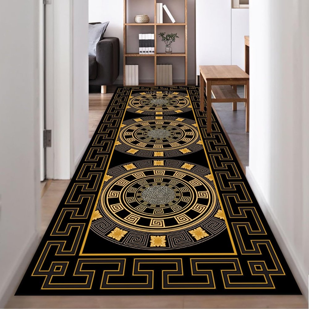 ZLXMN Traditional Greek Hallway Runner, 60 x 120 cm, Classic Greek Key Border Kitchen Rug, Breathable Non-Slip Indoor Mat