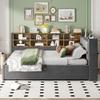 LANTRO JS Ottoman Bed, Bubble Bed with Night Light, USB and USB-C Charging Ports, Velvet Upholstery, Storage Compartments, Gray view 1