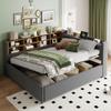 LANTRO JS Ottoman Bed, Bubble Bed with Night Light, USB and USB-C Charging Ports, Velvet Upholstery, Storage Compartments, Gray view 2
