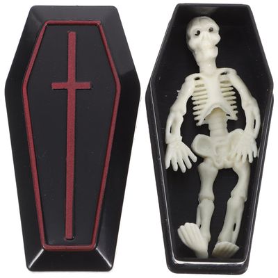 VALICLUD Halloween Mini Coffin Decoration with Realistic Skeleton Model