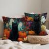 35 x 35 Halloween Cat Outdoor Pillow Covers, 2-Pack, Linen, Waterproof, Hidden Zipper view 2