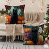 35 x 35 Halloween Cat Outdoor Pillow Covers, 2-Pack, Linen, Waterproof, Hidden Zipper view 3